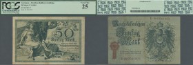 Deutschland - Deutsches Reich bis 1945
50 Mark der Reichsschuldenverwaltung vom 05. Januar 1899, Ro.19. Sehr seltene Banknote in schöner gebrauchter ...