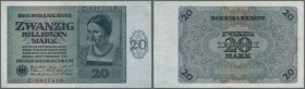 Deutschland - Deutsches Reich bis 1945
20 Billionen Mark, 5.2.1924, Ro.135, hübsche gebrauchte Erhaltung mit senkr. Mittelknick und 4 mm langem verkl...