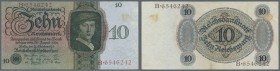 Deutschland - Deutsches Reich bis 1945
10 Reichsmark, 11.10.1924, Nr. U/B6546242, fleckig, Erh. II-