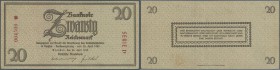 Deutschland - Deutsches Reich bis 1945
20 Reichsmark 1945 Ro.184b mit 6-stelliger Kennummer, selten, vertikal gefaltet, leichtes Handling im Papier, ...