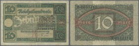 Deutschland - Deutsches Reich bis 1945
10 Mark 1920 Fehldruck ohne Unterdruckfarbe im Wort ”Zehn”, Ro.F63 in gebrauchter Umlauferhaltung mit diversen...