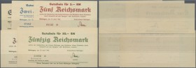 Deutschland - Alliierte Miltärbehörde + Ausgaben 1945-1948
Nürtingen, Kreisverband, 1, 2, 5, 20, 50 RM, 10.4.1945, 2 und 5 RM ohne Entwertungsstempel...