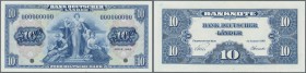 Deutschland - Bank Deutscher Länder + Bundesrepublik Deutschland
10 DM 1949 MUSTER mit Aufdruck ”SPECIMEN” und Seriennummer 000000000, Ro.258M1 in ka...