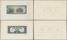 Deutschland - Bank Deutscher Länder + Bundesrepublik Deutschland
Druckprobe zu 20 DM 1949 Vorder- und Rückseite jeweils auf Karton, Ro.260p in kassen...
