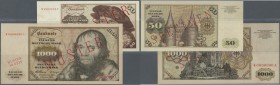 Deutschland - Bank Deutscher Länder + Bundesrepublik Deutschland
Set von 2 Musternoten mit 50 Mark 1970 und 1000 Mark 1960, mit Nullnummer, Musterübe...