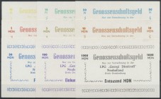 Deutschland - DDR
LPG-Geld, Neuholland Kreis Oranienburg, ”Georgi Dimitroff”, 10, 15, 50 Pf., 1, 5, 10, 50, 100, 1000 MDN, 1963, Erh. I, 9 Scheine...