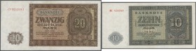 Deutschland - DDR
1948 : je 15 x 10 und 20 Mark, Ro. 343 b+c, 344 b+c, leicht gebraucht.