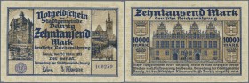 Deutschland - Nebengebiete Deutsches Reich
Danzig: 10.000 Mark 1923 Ro.796, mit einer leichten Delle am rechten Rand, sonst perfekt, Erhaltung: aUNC....