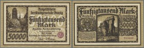 Deutschland - Nebengebiete Deutsches Reich
Danzig: 50.000 Mark 1923 Ro.798, untere rechte und linke Ecke leicht bestoßen, leichte Delle am unteren Ra...