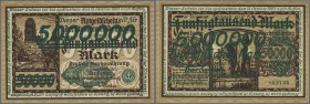Deutschland - Nebengebiete Deutsches Reich
Danzig: 5 Millionen Mark 1923 Ro.803, kleine Eckfalte unten links, leichte Gebrauchsspuren an den Rändern ...