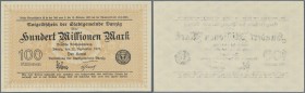 Deutschland - Nebengebiete Deutsches Reich
Danzig: 100 Millionen Mark 1923 Ro.806, in kassenfrischer Erhaltung: UNC. // Danzig: 100 Millionen Mark 19...
