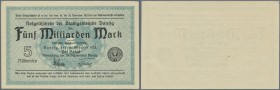 Deutschland - Nebengebiete Deutsches Reich
Danzig: 5 Milliarden Mark 1923 Ro.809a, mit einer leichten Eckfalte unten rechts, leichte Dellen an der gl...