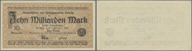 Deutschland - Nebengebiete Deutsches Reich
Danzig: 10 Milliarden Mark 1923 Ro.810a, leichte Gebrauchsspuren am rechten Rand, keine Falten, keine Löch...