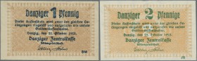 Deutschland - Nebengebiete Deutsches Reich
Danzig: 1 und 2 Pfennig 1923 Ro.811 & Ro.812, beide in leicht gebrauchter Erhaltung: XF+ to aUNC. (2 Noten...