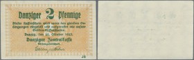 Deutschland - Nebengebiete Deutsches Reich
Danzig: 2 Gulden 1923 Ro.812, ungefaltet, leichte Spur eine Büroklammer am oberen Rand, Erhaltung: aUNC. /...