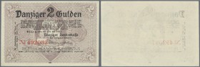 Deutschland - Nebengebiete Deutsches Reich
Danzig: 2 Gulden 1923 Ro.818, leichter Bug an rechter unterer Ecke, leichte Delle von einer Büroklammer ob...