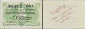Deutschland - Nebengebiete Deutsches Reich
Danzig: 1 Gulden 1.11.1923 Ro.828, MUSTER, Nullnummer #00000, mit einer leichten Delle oben rechts, sonst ...