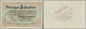 Deutschland - Nebengebiete Deutsches Reich
Danzig: 5 Gulden 1.11.1923 MUSTER Ro.830, mit Nullnummer #00000, nicht im Rosenberg als Muster gelistet, m...