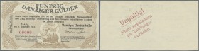 Deutschland - Nebengebiete Deutsches Reich
Danzig: 50 Danziger Gulden 1923 Ro.831M Muster mit Nullnummer #00000, ungefaltet, leichter Bug oben links,...