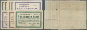 Deutschland - Notgeld - Württemberg
Kirchheim / Teck, Kolb & Schüle AG, 500 Tsd., 1, 2, 3 (2 Papiersorten) Mio. Mark, 28.8.1923, 2, 3, 5 Mrd. Mark, 2...