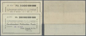 Deutschland - Notgeld - Württemberg
Lauterbach, Ferd. Arnold & Co., Kammfabrik, 5 Mrd. Mark, 27.10., 30.10.1923, 200 Mrd. Mark, 13.11. (zweiseitig 3 ...