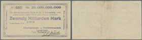 Deutschland - Notgeld - Württemberg
Lauterbach, Uhrengehäuse- und Goldleistenfabrik Joh. Haberstroh, 20 Mrd. Mark, 31.10.1923, Datum gestempelt, hekt...