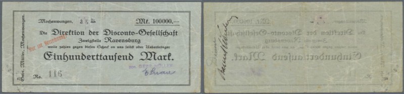 Deutschland - Notgeld - Württemberg
Mochenwangen, Gebr. Müller, 100 Tsd. Mark, ...