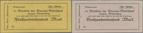Deutschland - Notgeld - Württemberg
Mochenwangen, Gebr. Müller, 300 Tsd., 500 Tsd. Mark, Schecks auf Disconto-Gesellschaft Ravensburg, blanko ohne KN...