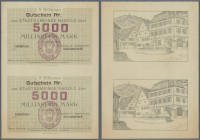 Deutschland - Notgeld - Württemberg
Nagold, Stadt, 5 Billionen (5000 Milliarden) Mark, 8.11.1923, Wertziffer und Wappen lila statt rot, ohne KN, unze...