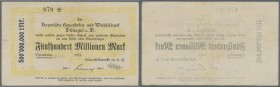 Deutschland - Notgeld - Württemberg
Neresheim, Härtsfeldwerke, 500 Mio., 1 Mrd. Mark, 26.10. (gestempelt) 1923, Schecks auf Bayerische Hypotheken- un...