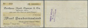 Deutschland - Notgeld - Württemberg
Reutlingen, Maschinenfabrik Gebhard Bischof, 100 Tsd. Mark, 21. (hschr.) 8.1923, Scheck auf Bankhaus Ruoff, Quenz...