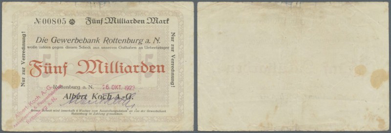 Deutschland - Notgeld - Württemberg
Rottenburg, Albert Koch AG, 5 Mrd. Mark, 26...