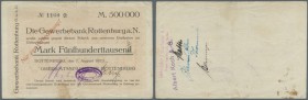 Deutschland - Notgeld - Württemberg
Rottenburg, Oberamtssparkasse, 100, 500 Tsd. Mark, 7.8.1923, 500 Tsd. Mark, 17.8.1923, alle Daten gedruckt, 1 Mio...