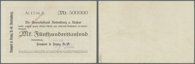 Deutschland - Notgeld - Württemberg
Rottenburg, Fouquet & Frauz AG, 500 Tsd. Ma...
