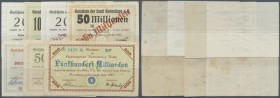 Deutschland - Notgeld - Württemberg
Rottenburg, Stadt, 20 (2), 100 (3, dabei KN 1) Mio. Mark, 1.10.1923, 1 Mrd. (4, weißes und graues Papier), 10 Mrd...