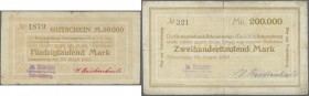 Deutschland - Notgeld - Württemberg
Schramberg, Jos. Reichenbach, Delikatessenhandlung, 50 Tsd. Mark, 22.8.1923, Gutschein auf Gewerbebank, kleines F...