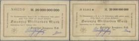 Deutschland - Notgeld - Württemberg
Schramberg, Gebrüder Junghans AG, 20 Mrd. Mark, 27.10.1923, 2 Scheine, Schecks auf Bankkommandite Blum & Co., unt...