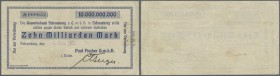 Deutschland - Notgeld - Württemberg
Schramberg, Paul Fischer GmbH, 10 Mrd. Mark, 2.11.1923, Datum gestempelt (nicht bei Karau), Erh. III