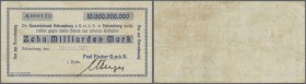Deutschland - Notgeld - Württemberg
Schramberg, Paul Fischer GmbH, 10 Mrd. Mark, 26.10.1923, Datum gestempelt (nicht bei Karau), fleckig, Erh. III