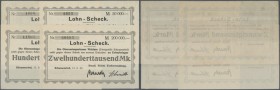 Deutschland - Notgeld - Württemberg
Schussenried, Staatl. Württ. Torfverwaltung, 20, 50, 100, 200 Tsd. Mark, 13.9.1923, Schecks auf Oberamtssparkasse...