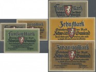 Deutschland - Notgeld - Württemberg
Schwäbisch Gmünd, Stadt, 5, 20, 50 Mark, jeweils Rückseiten unbedruckt, 5, 10, 20 Mark, rückseitig graue Andrucke...