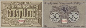 Deutschland - Notgeld - Württemberg
Stuttgart, Stadt, 50 Mark, o. D. - 1.2.1919, ohne KN und Prägestempel, mit rotem Einzeiler ”Ungültig!”, Erh. II...