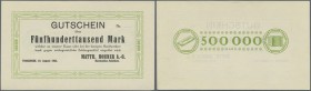 Deutschland - Notgeld - Württemberg
Trossingen, Matth. Hohner AG, 500 Tsd. Mark, 10.8.1923, ohne ”Kontrolle”, blanko ohne KN und Unterschrift, Erh. I...