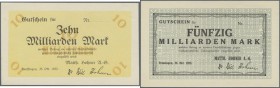 Deutschland - Notgeld - Württemberg
Trossingen, Matth. Hohner AG, 10, 50 Mrd. Mark, 25.10.1923, ohne KN, Erh. I, 2 Scheine