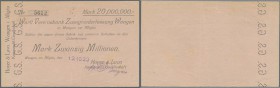 Deutschland - Notgeld - Württemberg
Wangen, Hoyer & Lavo KG, 20 Mio. Mark, 13.10.1923 (Datum gestempelt), Erh. II-