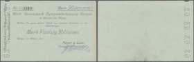 Deutschland - Notgeld - Württemberg
Wangen, Hoyer & Lavo KG, 50 Mio. Mark, 13.10.1923 (Datum gestempelt - nicht bei Karau), oben links kleiner Eckman...