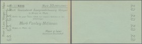 Deutschland - Notgeld - Württemberg
Wangen, Hoyer & Lavo KG, 50 Mio. Mark, o. D. und Unterschrift, mit Perforation, Erh. II