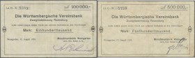 Deutschland - Notgeld - Württemberg
Weingarten, Maschinenfabrik Weingarten vorm. Hch. Schatz AG, 100, 500 Tsd. Mark, 17.8.1923, Erh. III-, total 2 Sc...