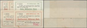 Deutschland - Notgeld - Württemberg
Alpirsbach, Bijouteriefabrik M. Beisse, 100, 200 (2) Mio., 1, 10 Mrd. Mark, 12.10.1923 (100, 200 Mio. mit KN und ...
