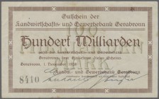 Deutschland - Notgeld - Württemberg
Gerabronn, Oberamtssparkasse, 5 Mio. (3), 20, 50 Mio., 20, 50, 100 Mrd. Mark (je 2), 31.8., 27.10., 10.11.1923, 1...